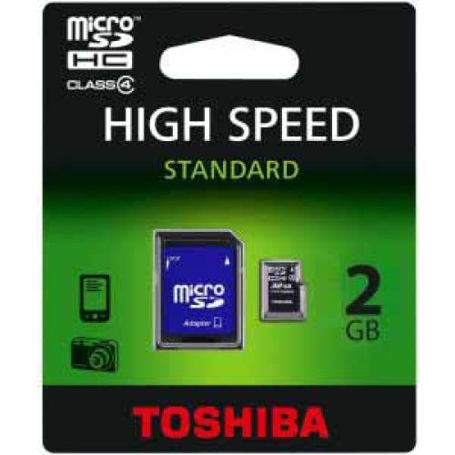 TOSHIBA MicroSD 2GB Class4 Memory Card with Adapter ذاكرة توشيبا 2جيجا للتحميل جميع البيانات مناسبة للكاميرات والجوال 